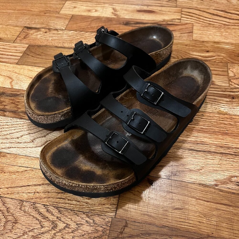 *Perfect Condition* Black Florida Soft Footbed Birkenstock Sandals - Size 40